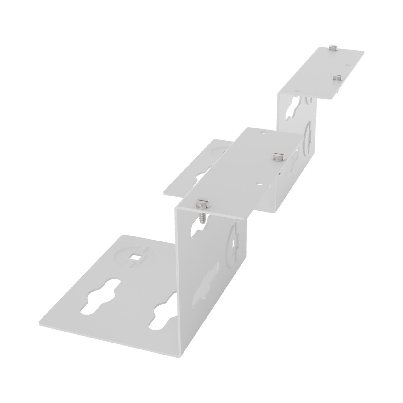 Assembled Tilted Rear Left - Mighty Mo 20 PDU Mounting Brackets, Rack Mount, 2 Deep, 2 Wide, White (MM20PDUMB2D2W-W)