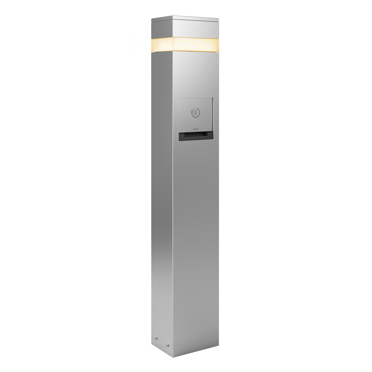 Charging Station with 3000K Area Light - Silver - Straight On View