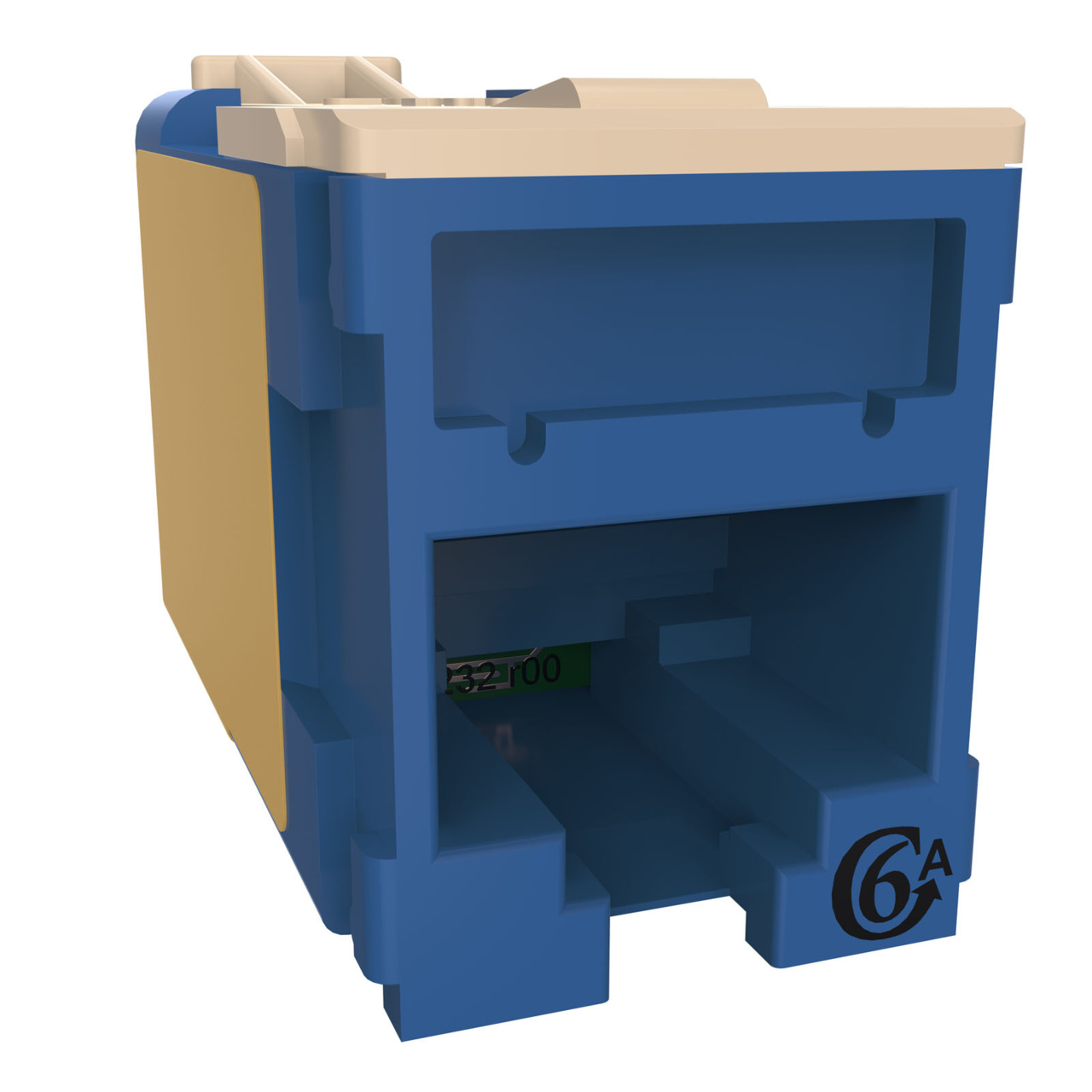 HDJSN6A-36 Blue Cat6A SNAP Jack Front Angled Right View