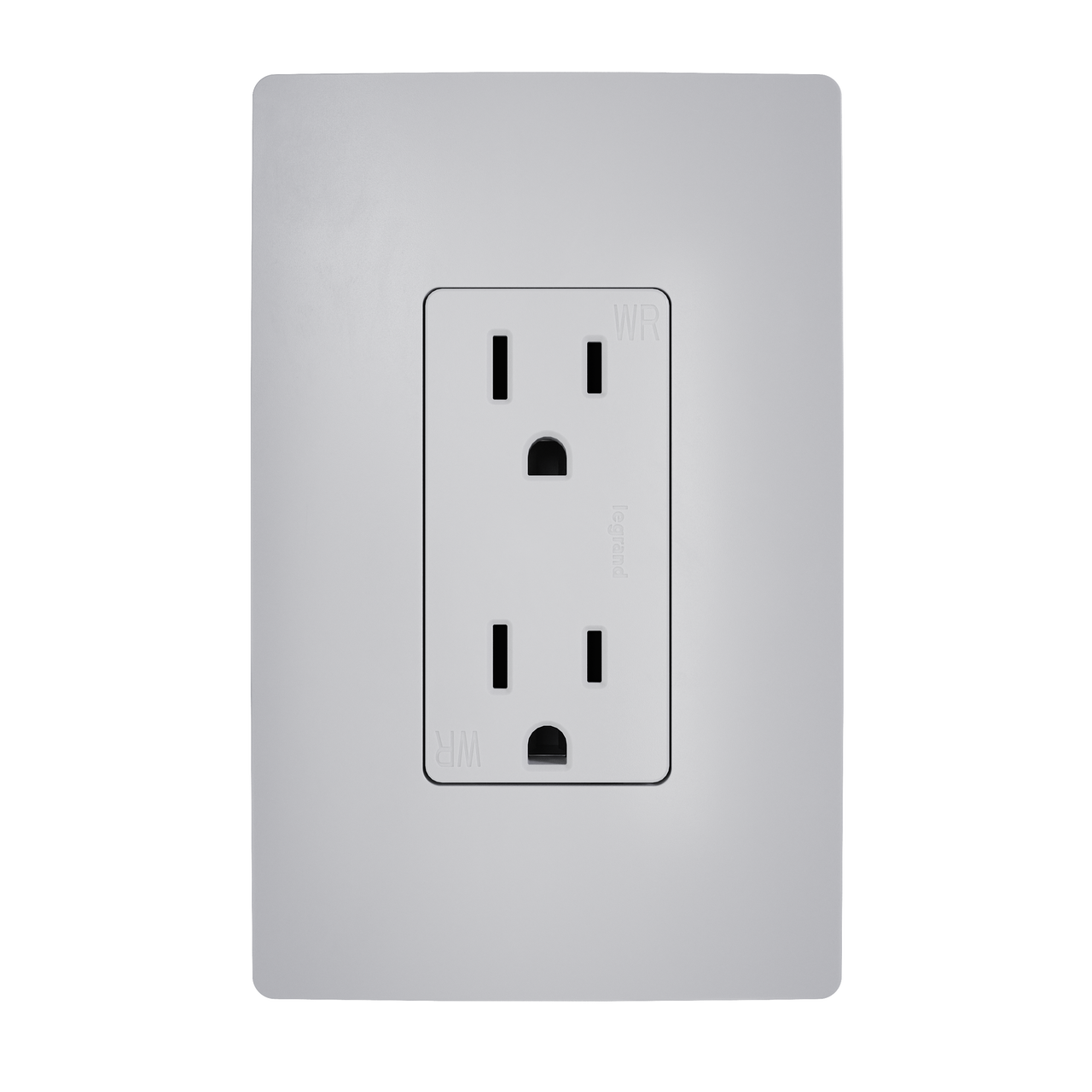 external pressure plated receptacle in gray with wall plate