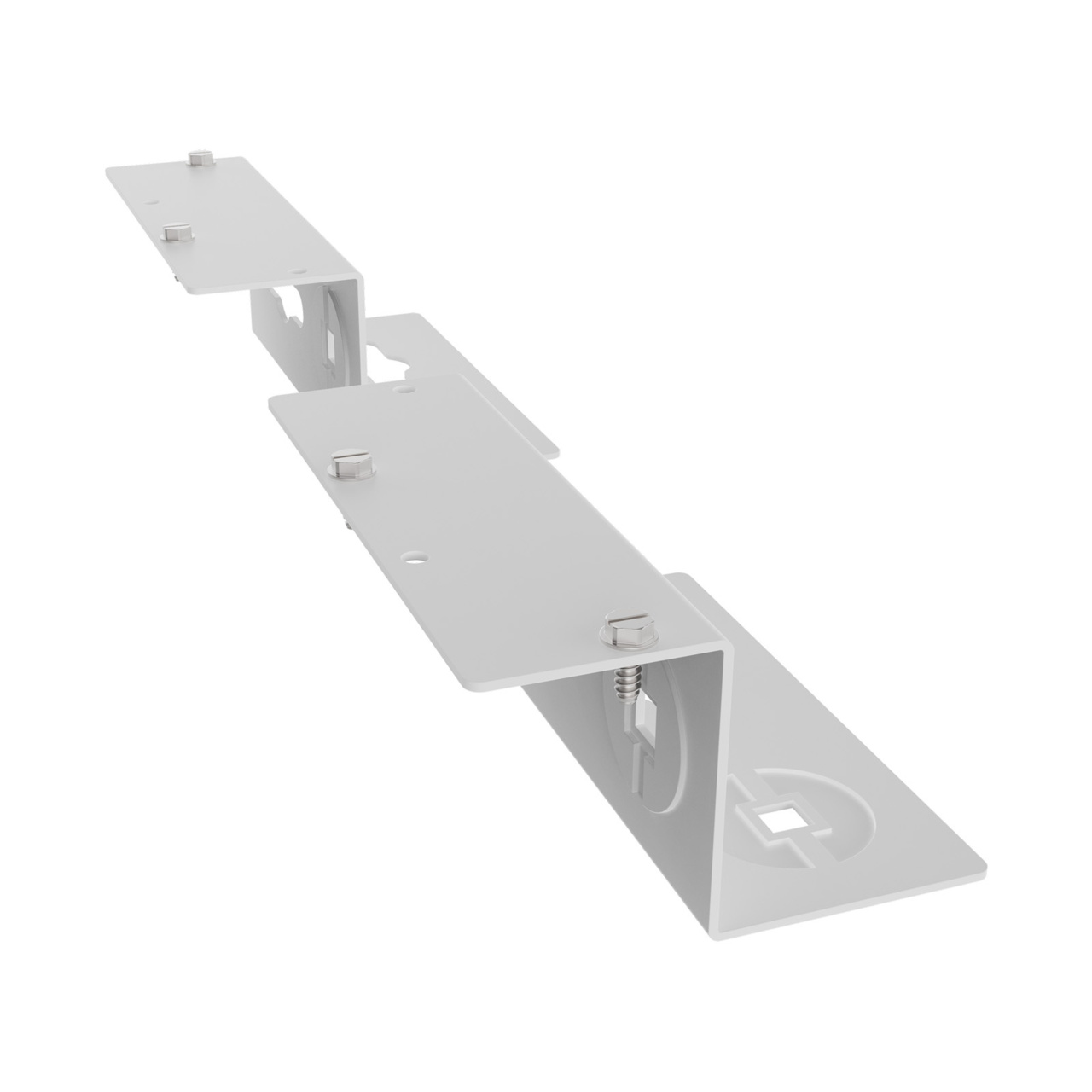 Assembled Tilted Rear Right - Mighty Mo 20 PDU Mounting Brackets, Rack Mount, 1 Deep, 1 Wide, White (MM20PDUMB1D1W-W)