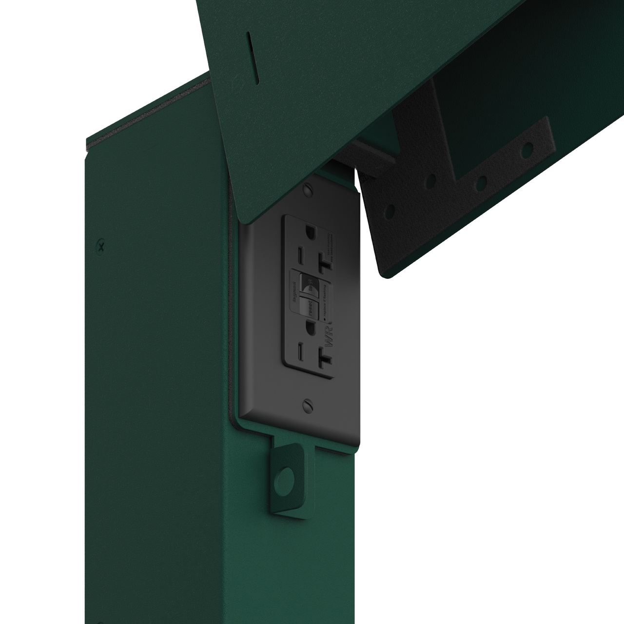 Green Direct Bury Power Pedestal (XPPDBW1G16C-GN) with Cover Open - Close Up