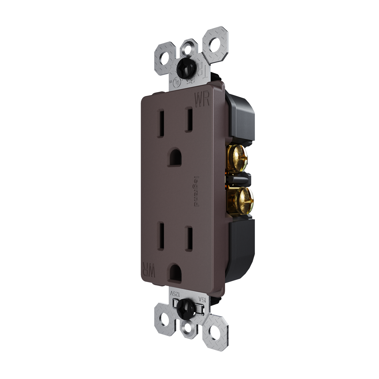 external pressure plated receptacle in brown wall plate