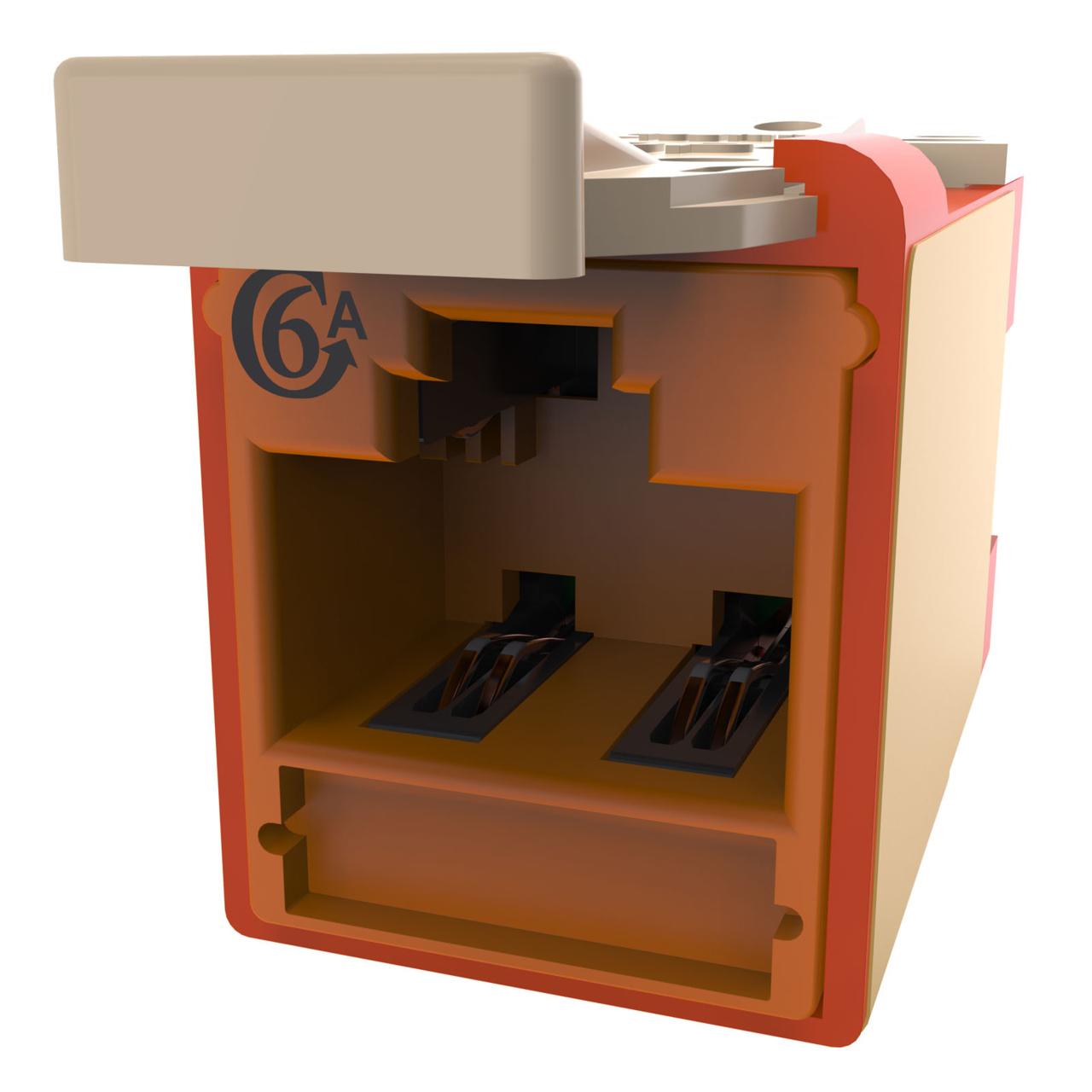 HDJSN6A-43 Orange Cat6A SNAP Jack Rear SNAP View