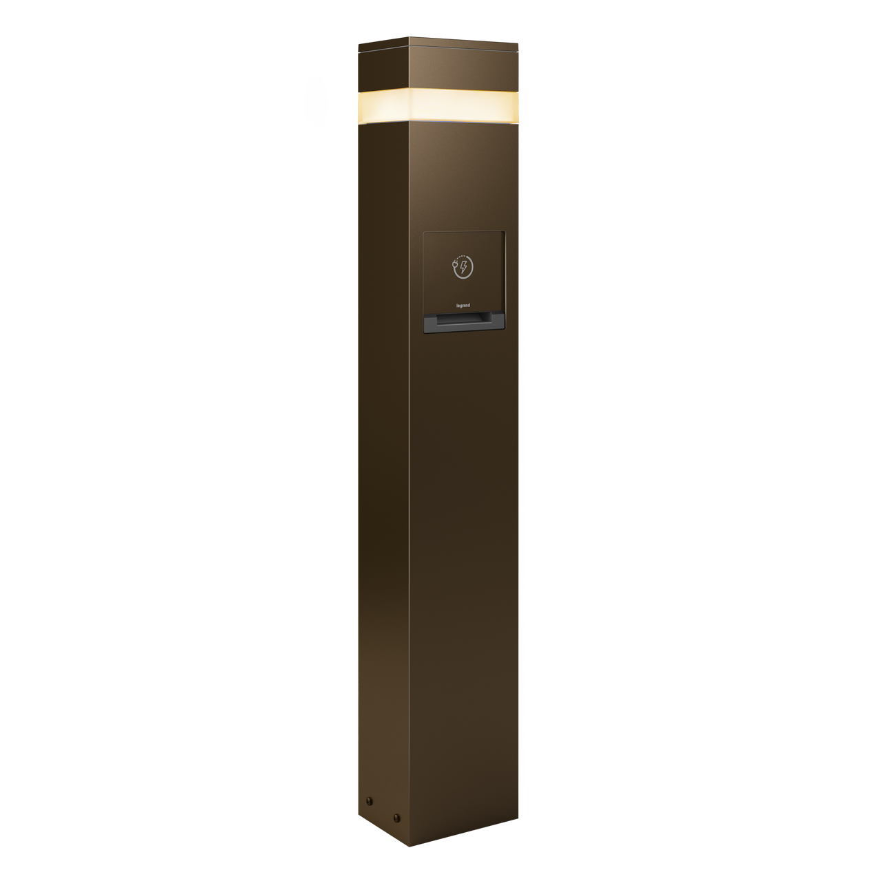 Charging Station with 3000K Area Light - Bronze - Angled View