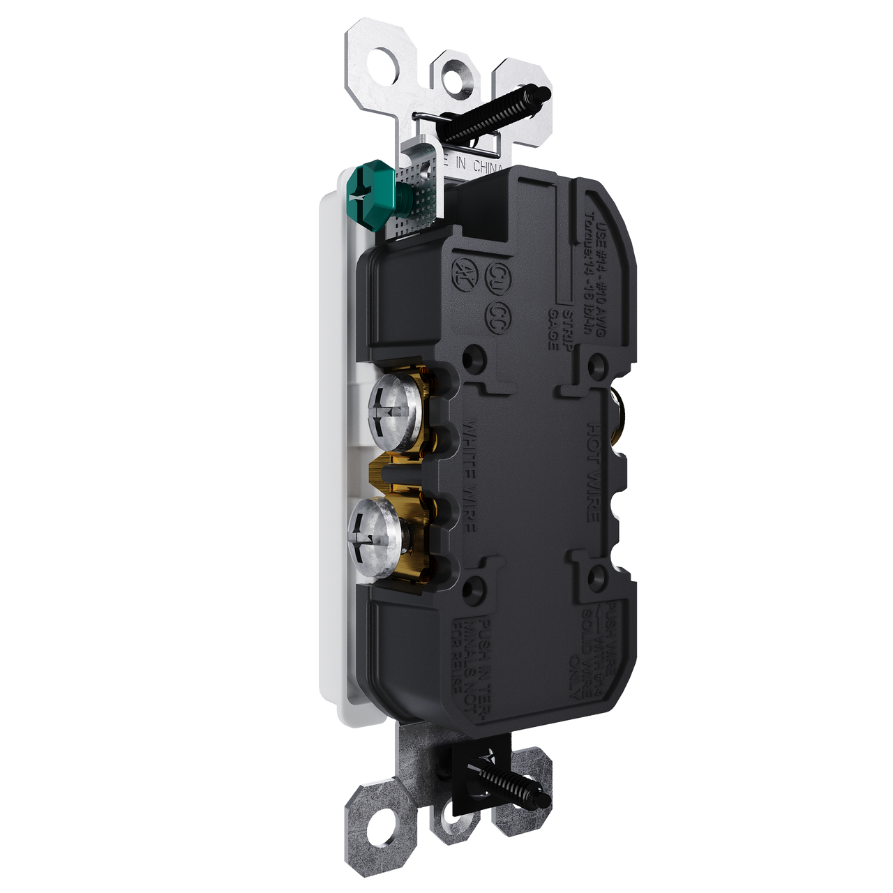 external pressure plated receptacle in white with wall plate