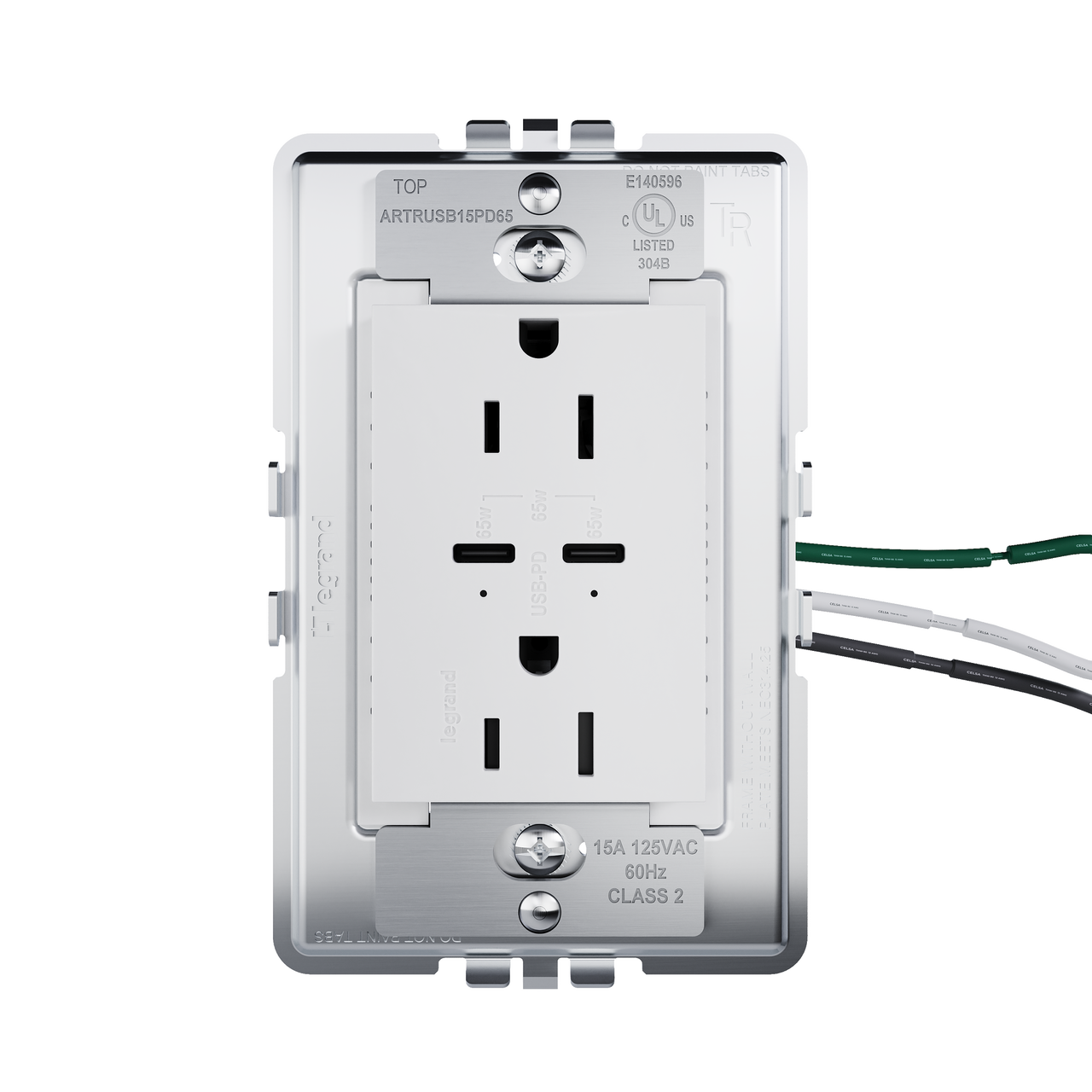 view from side of adorne 65w usb in white