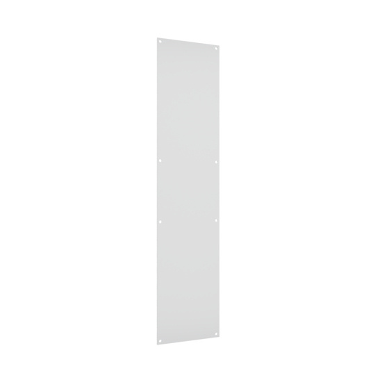 Left angle view of a blank faceplate for a multi service electrical ceiling panel.