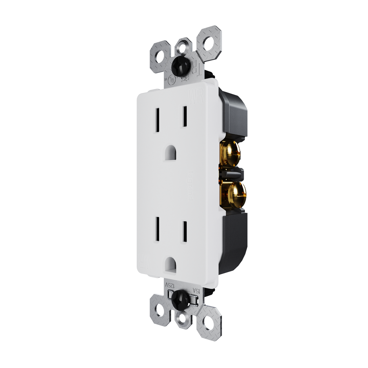 external pressure plated receptacle in white with wall plate