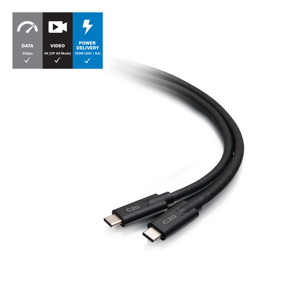 6.5ft (2m) USB-C® Male to USB-C Male Cable (20V 3A) - USB 3.2 Gen 1 (5Gbps)