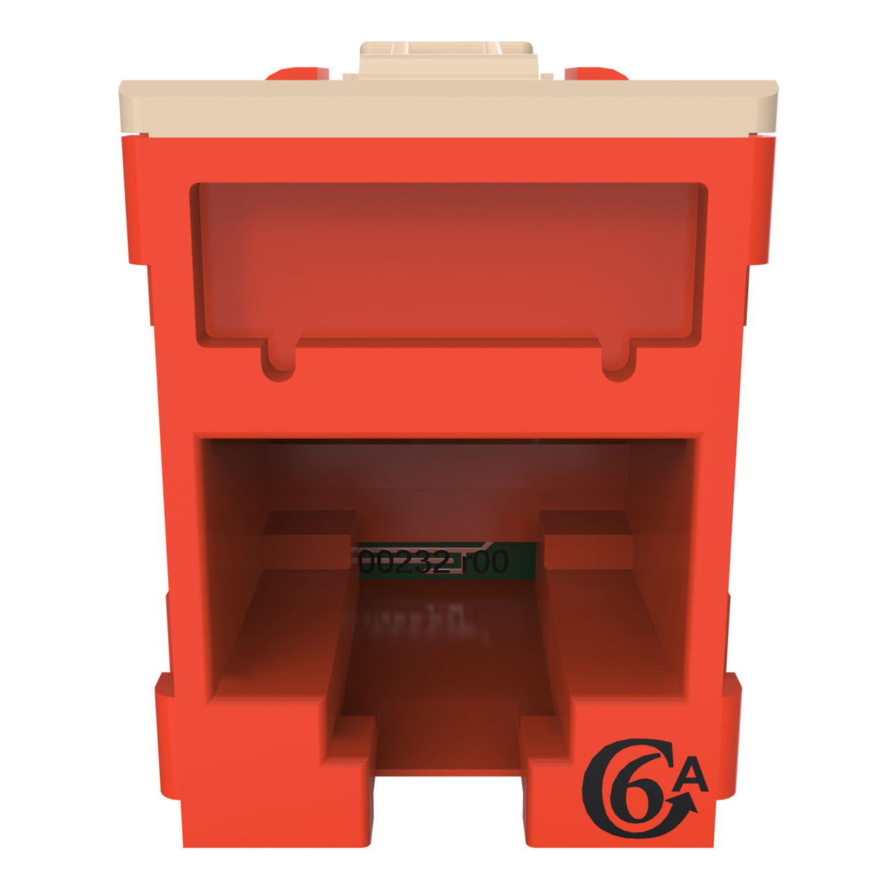 HDJSN6A-42 Red Cat6A SNAP Jack Straight Front Angle Down View