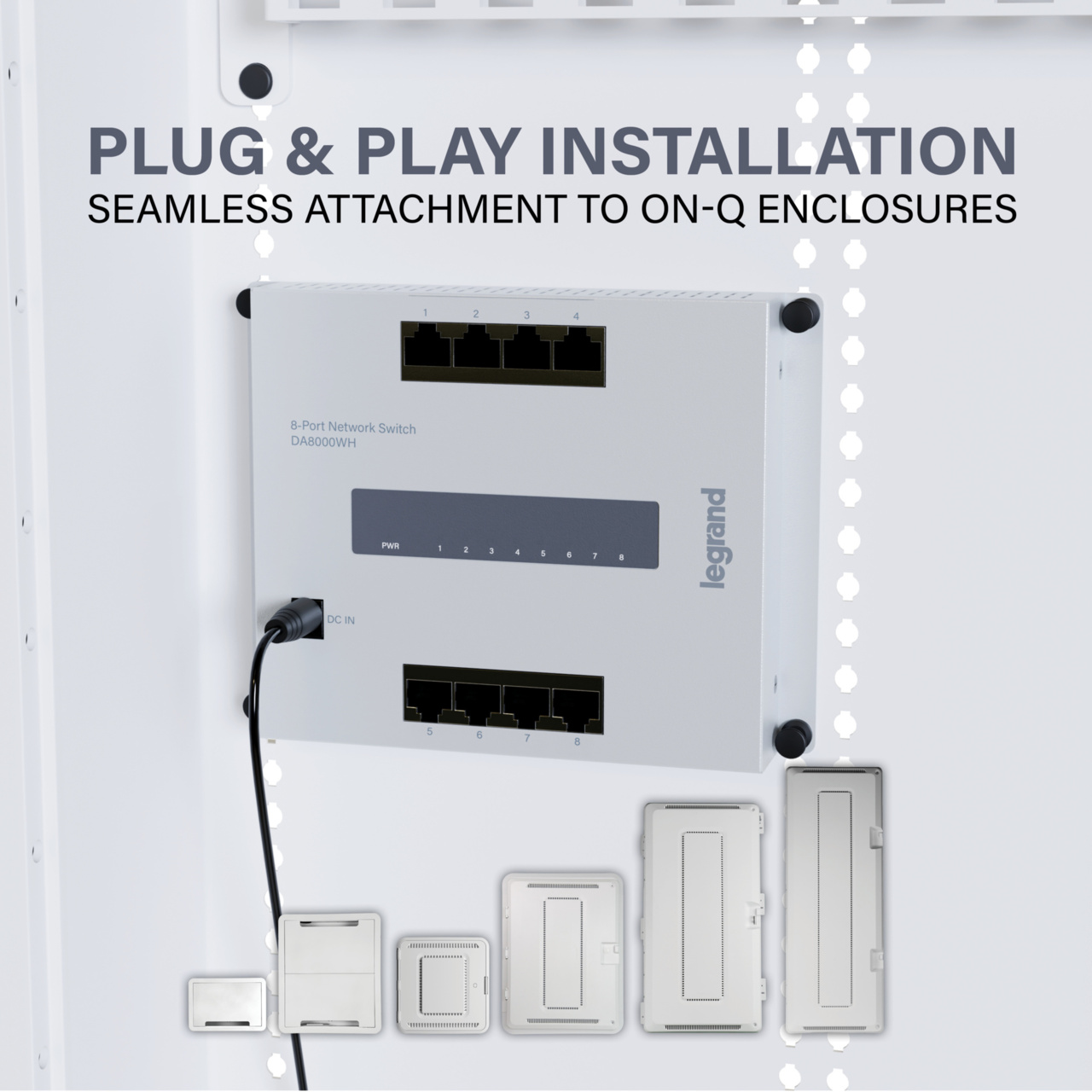 On-Q 8-Port Switch: 4-Port Network, 4-Port PoE