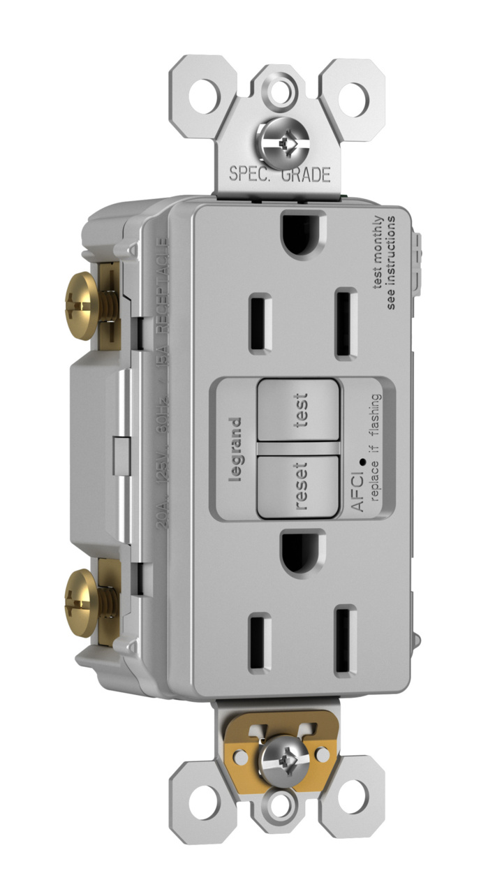 radiant® 15A Tamper-Resistant AFCI Receptacle, Gray