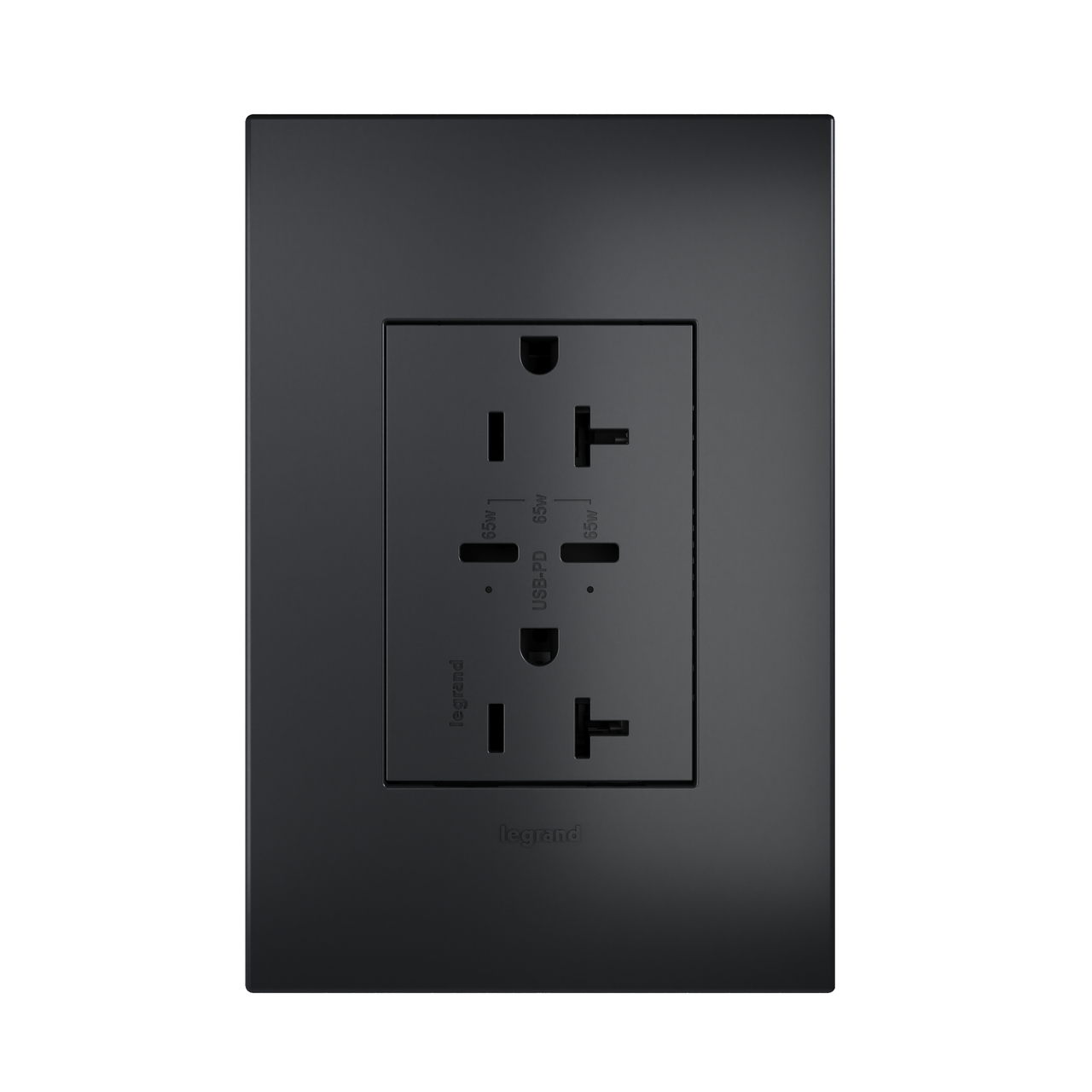 adorne 65w usb outlet with 2 type-c ports 20amp in graphite
