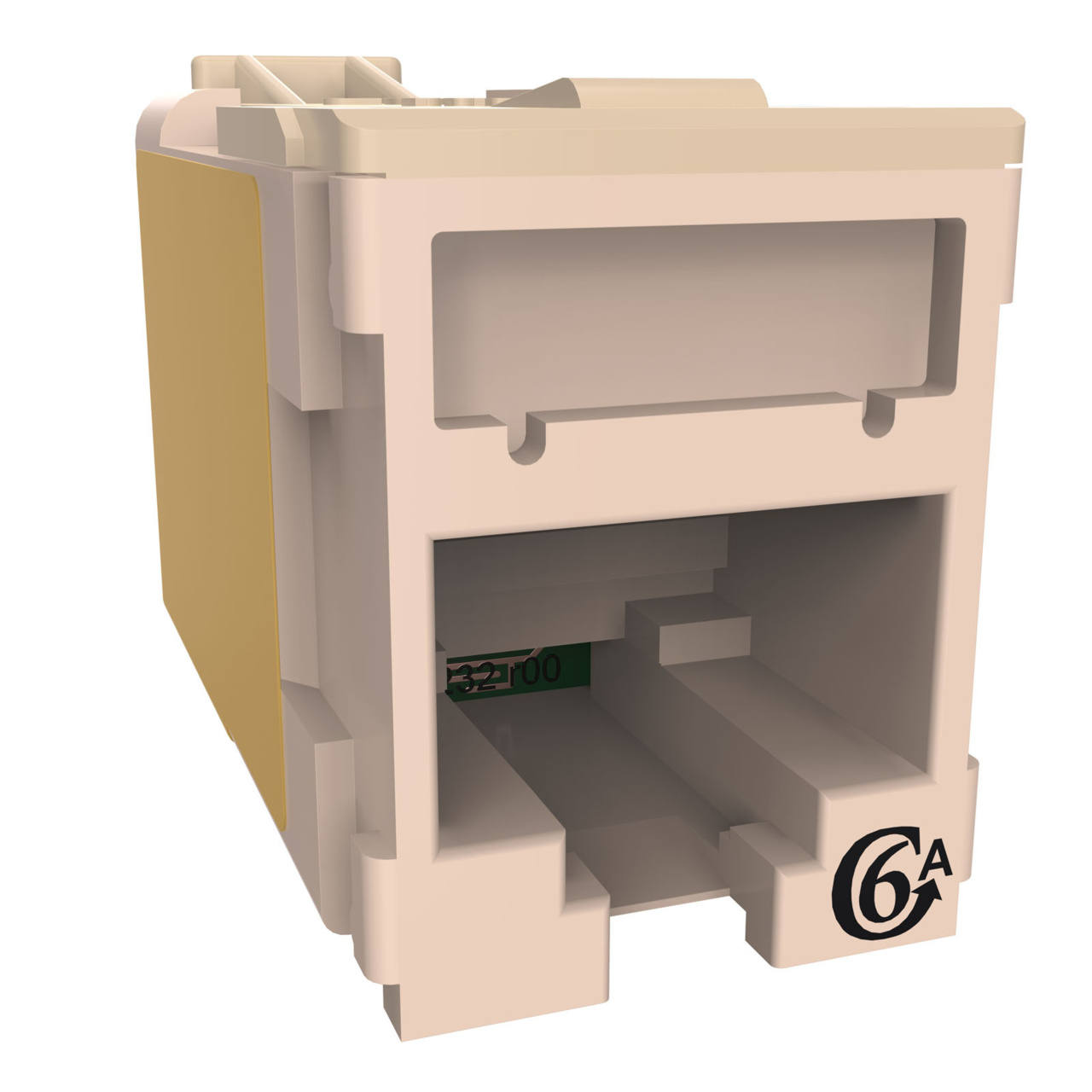 HDJSN6A-88 White Cat6A SNAP Jack  Front Angled Right View