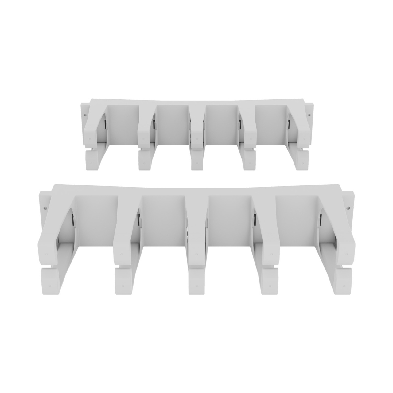 Assembled Angled Front Straight - Mighty Mo Tool-Less Snap-In Horizontal Cable Manager - 2 RU, 19 in Wide, White - 2 Pack (SHMT2RU2-W)