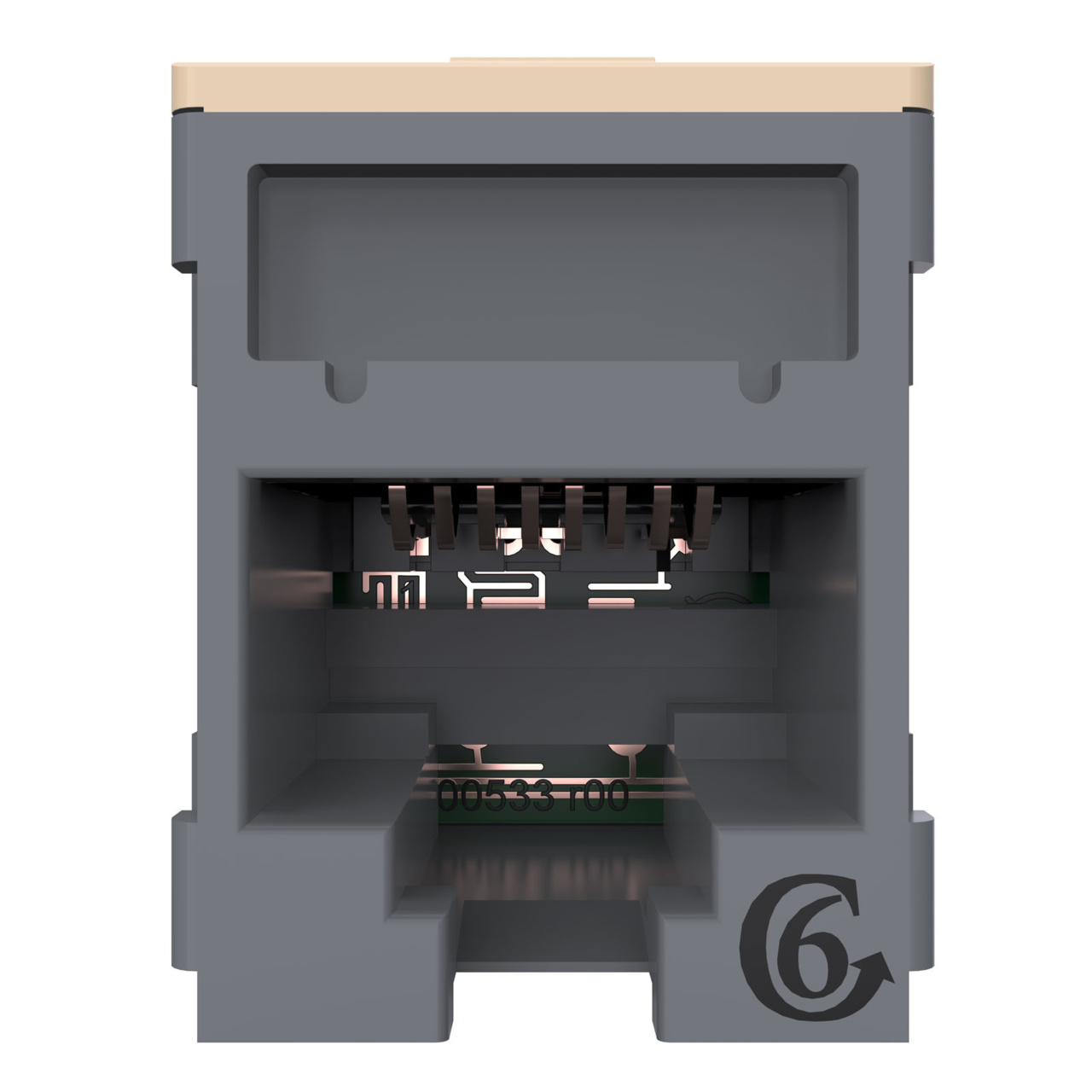 HDJSN6-78 Dark Gray Cat6 SNAP Jack Straight Front View