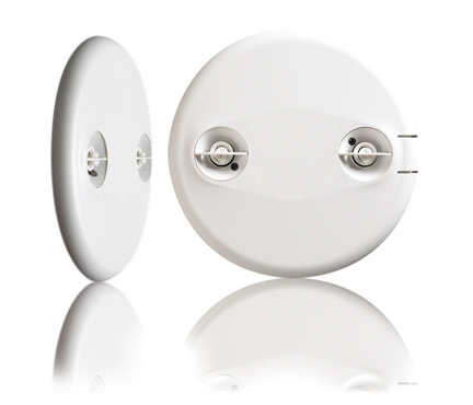 Front and side of Ultrasonic Ceiling Occupancy Sensor, 24VDC, 2000 sq ft, USA
