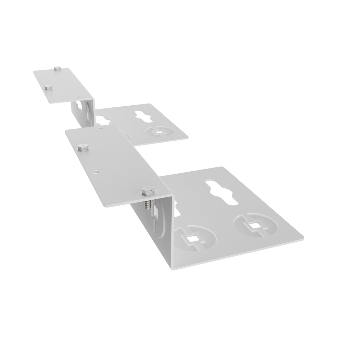Assembled Tilted Rear Right - Mighty Mo 20 PDU Mounting Brackets, Rack Mount, 1 Deep, 2 Wide, White (MM20PDUMB1D2W-W)