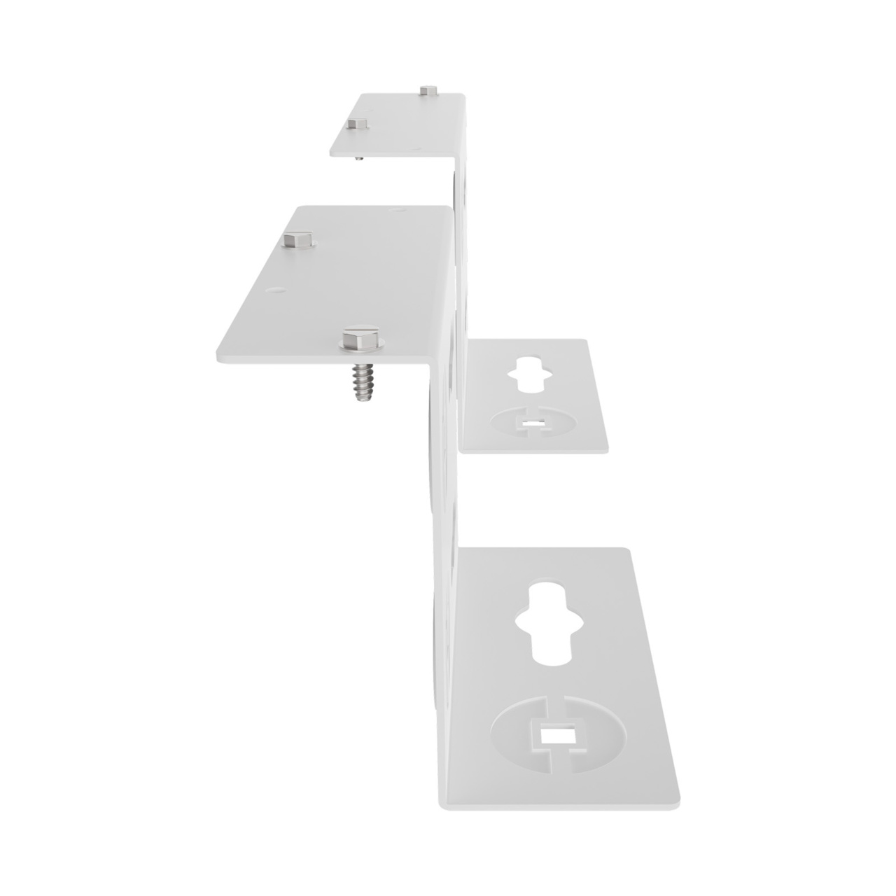 Assembled Tilted Front Right - Mighty Mo 20 PDU Mounting Brackets, Rack Mount, 2 Deep, 1 Wide, White (MM20PDUMB2D1W-W)