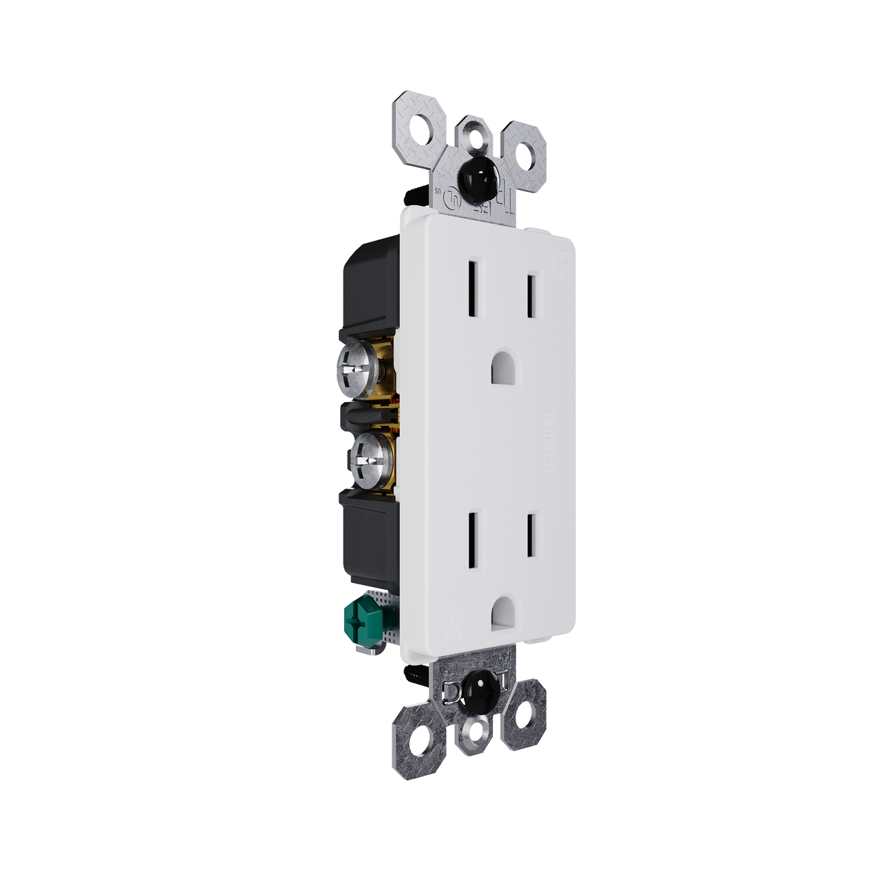 external pressure plated receptacle in white with wall plate