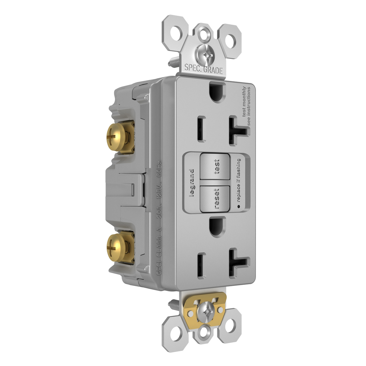 10 Pack) 20A Tamper Resistant GFCI Outlets – Gray With LED, 20 Amp Commercial Grade