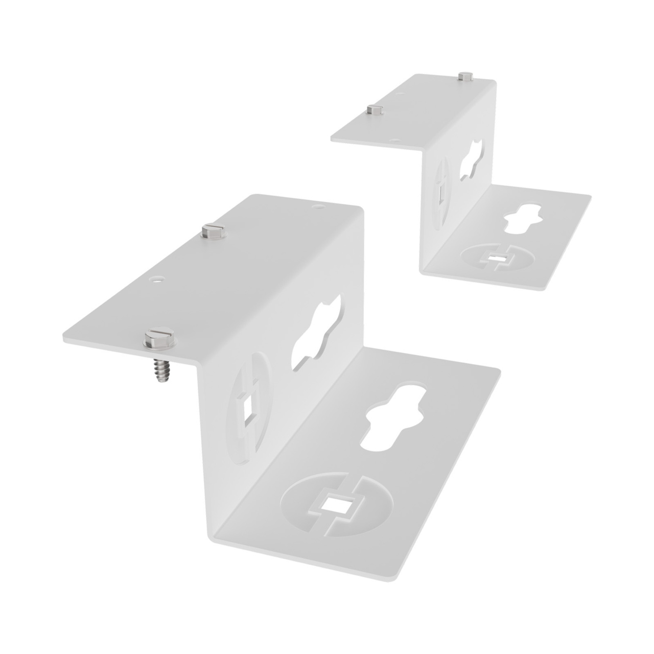 Assembled Tilted Front - Mighty Mo 20 PDU Mounting Brackets, Rack Mount, 1 Deep, 1 Wide, White (MM20PDUMB1D1W-W)