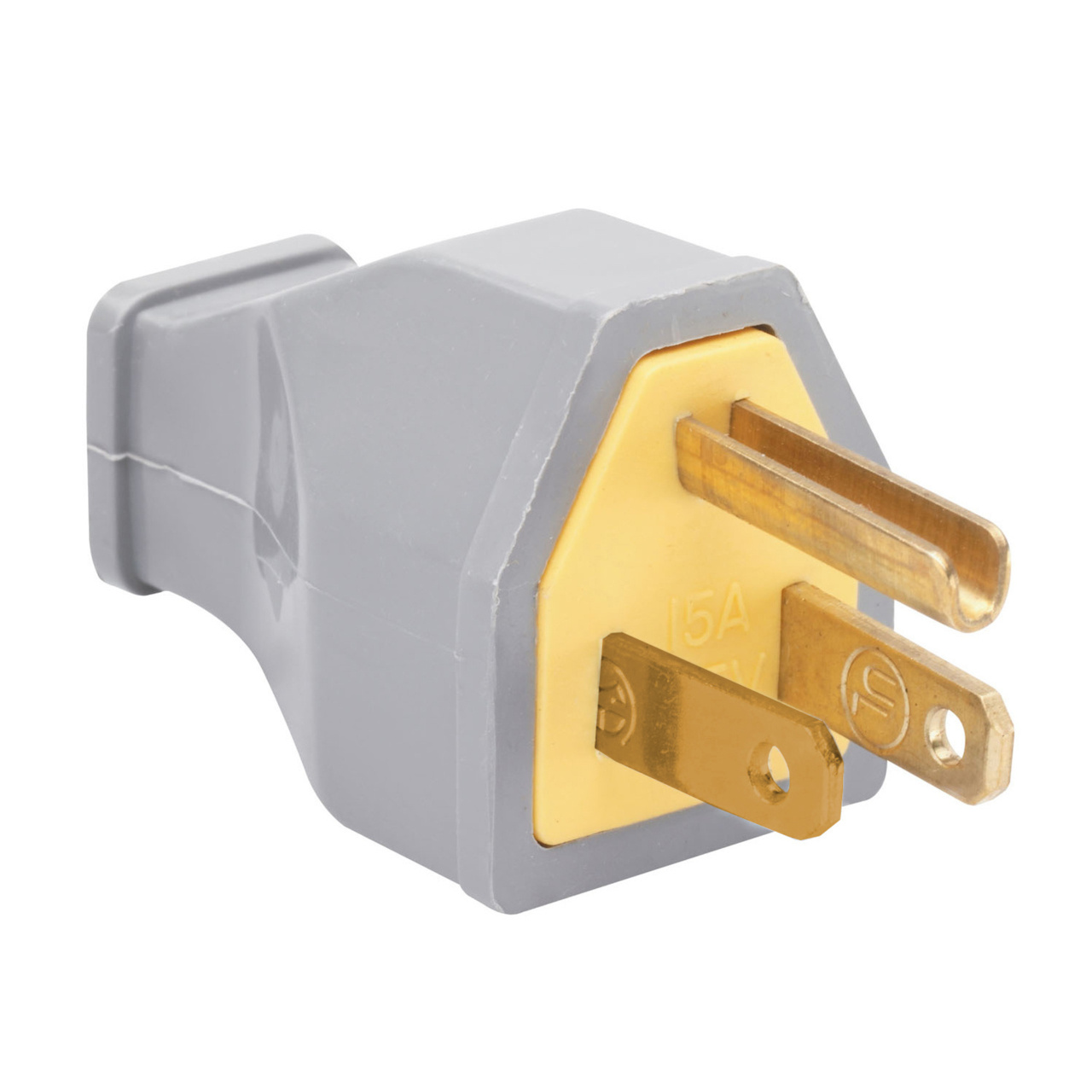 Double-Pole, Tamper-Resistant Wire, Straight blade plug, 15A 125A gray