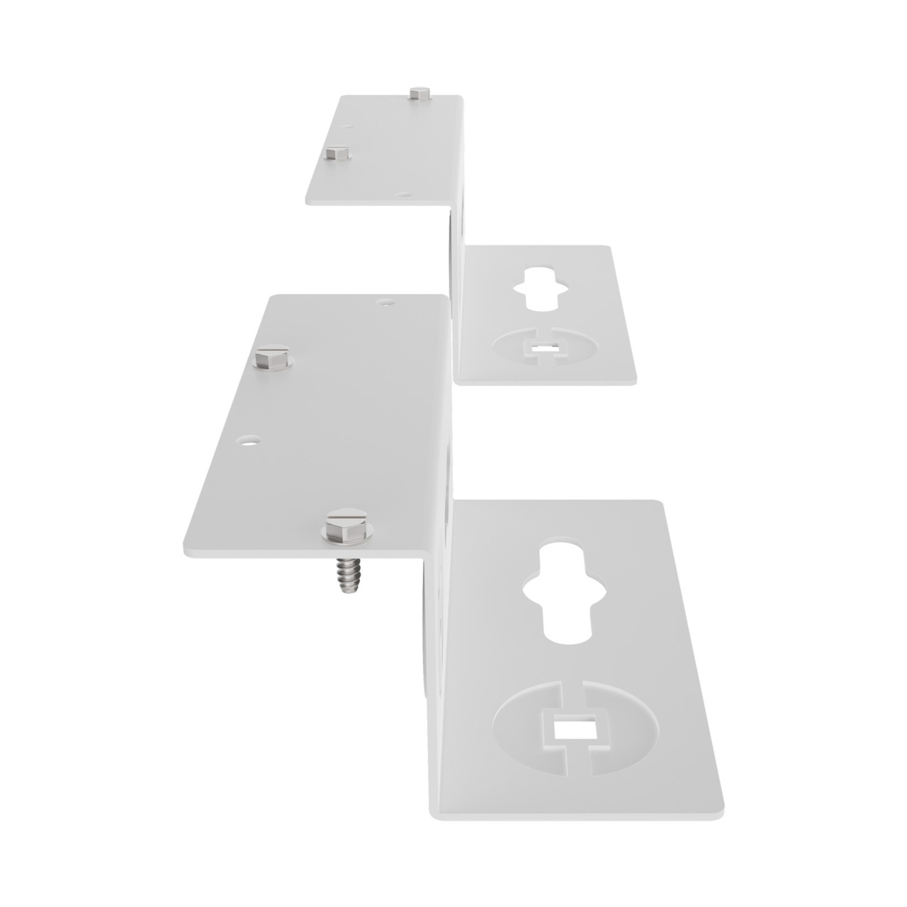 Assembled Tilted Front Right - Mighty Mo 20 PDU Mounting Brackets, Rack Mount, 1 Deep, 1 Wide, White (MM20PDUMB1D1W-W)