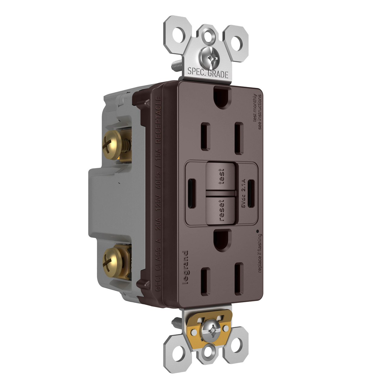 radiant Collection GFCI USB Type C/C Outlet in Dark Bronze