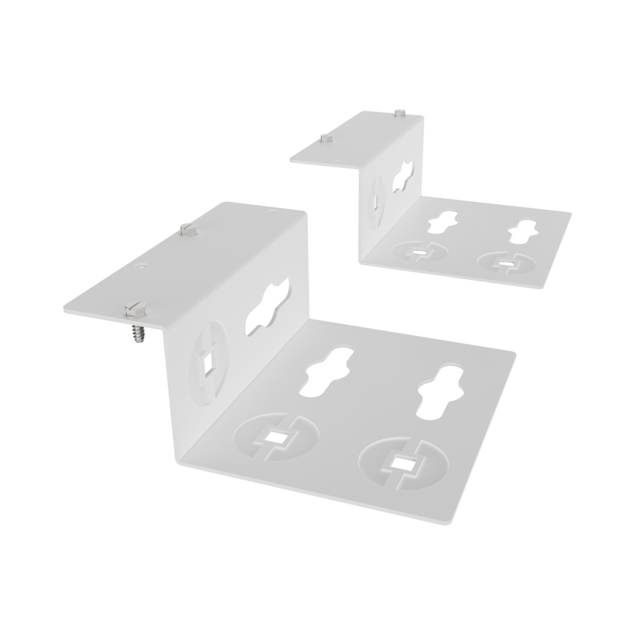 Assembled Tilted Front - Mighty Mo 20 PDU Mounting Brackets, Rack Mount, 1 Deep, 2 Wide, White (MM20PDUMB1D2W-W)