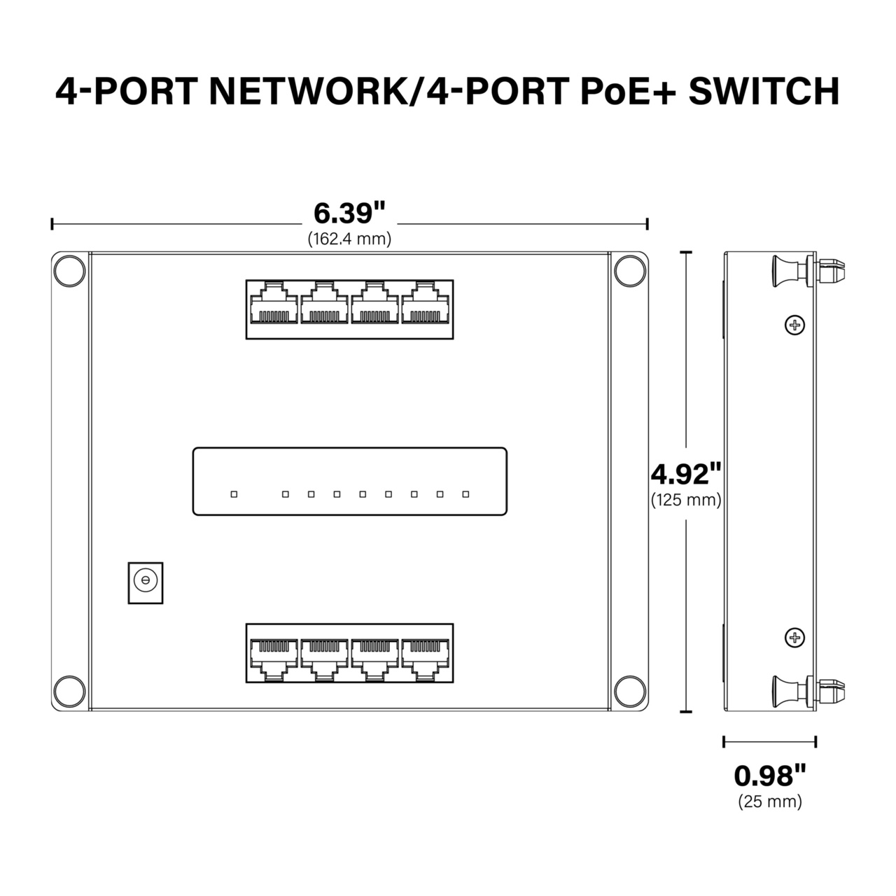 On-Q 8-Port Switch: 4-Port Network, 4-Port PoE