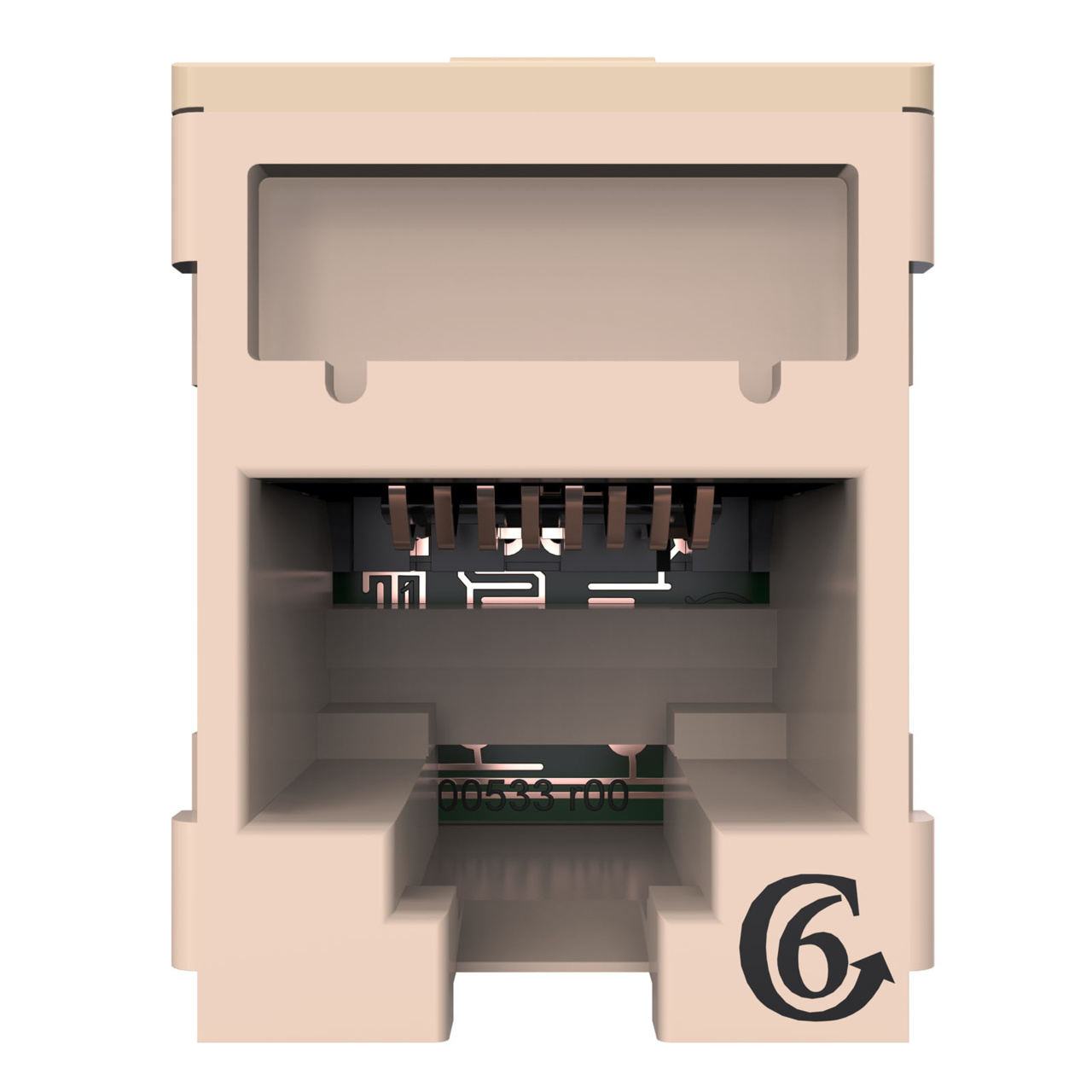 HDJSN6-88 White Cat6 SNAP Jack Straight Front View