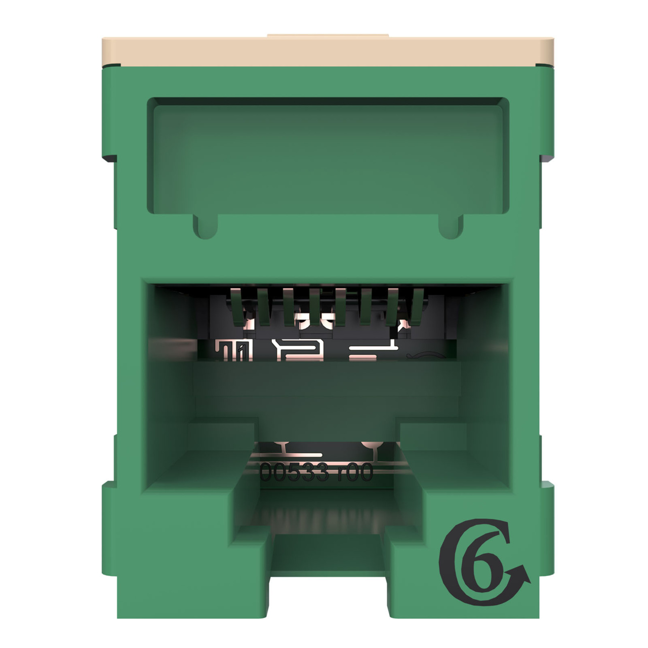 HDJSN6-45 Green Cat6 SNAP Jack Straight Front View