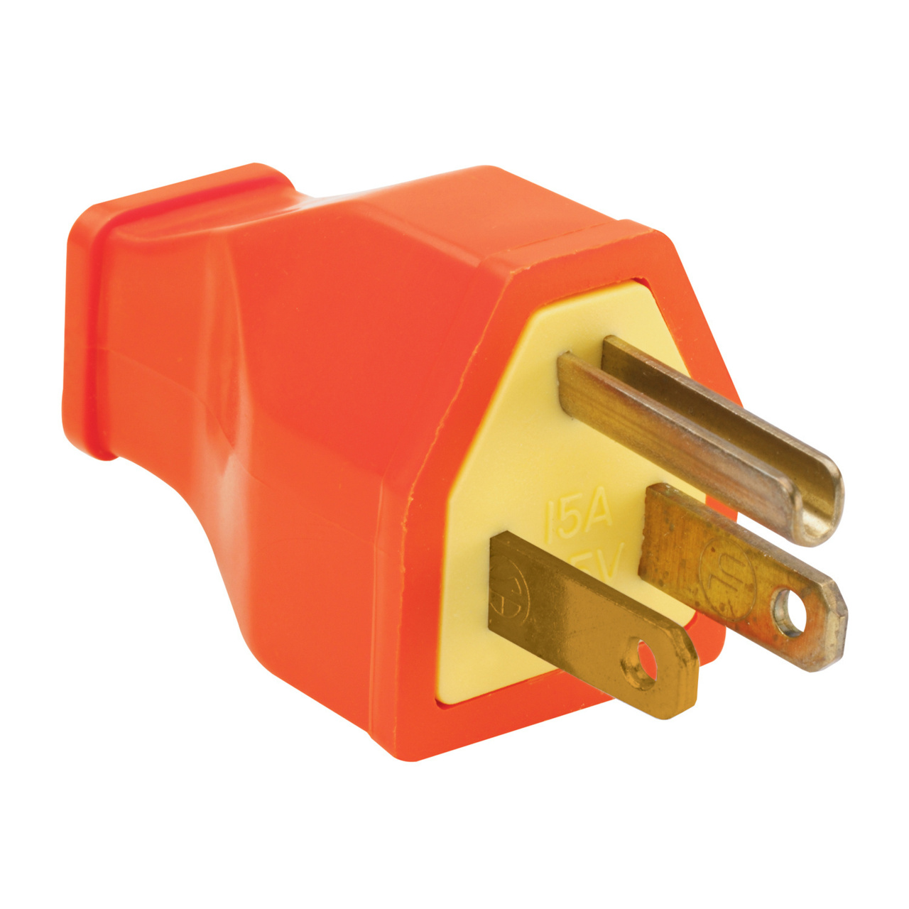 Double-Pole, Tamper-Resistant Wire, Straight blade plug, 15A 125A - orange