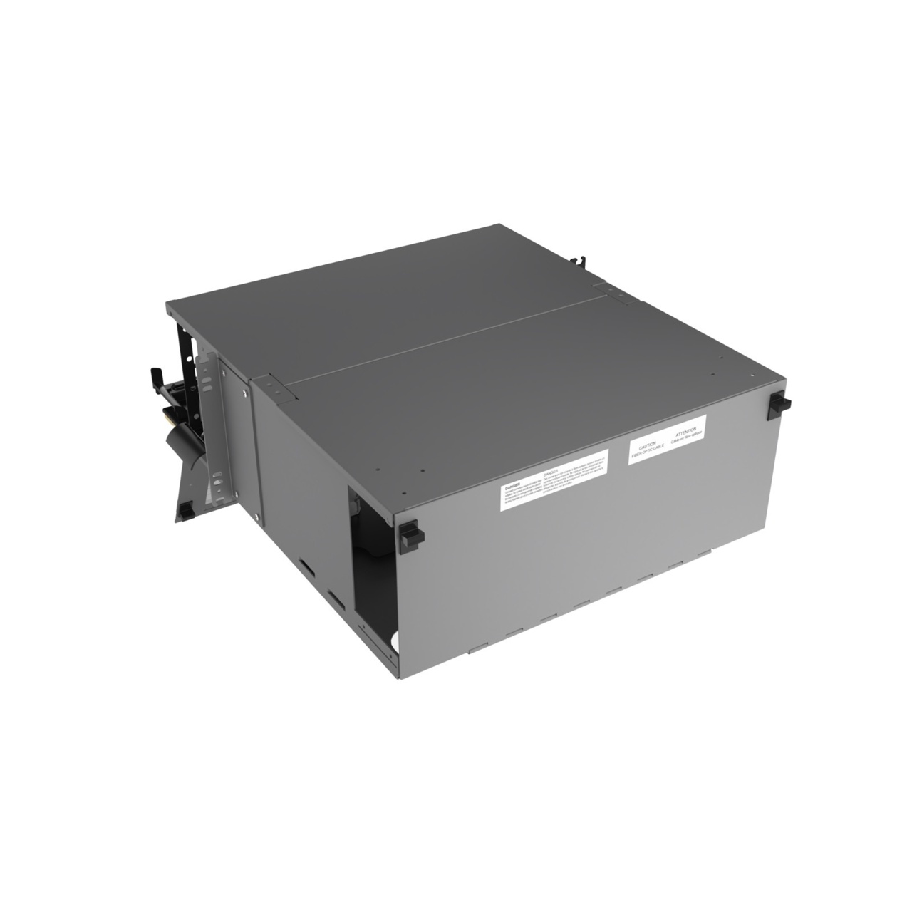 Front Door Open, Angled Down, Rear View of 4U Q-series HD Magnesium Fiber Enclosure (EQ04U-KHL-M)