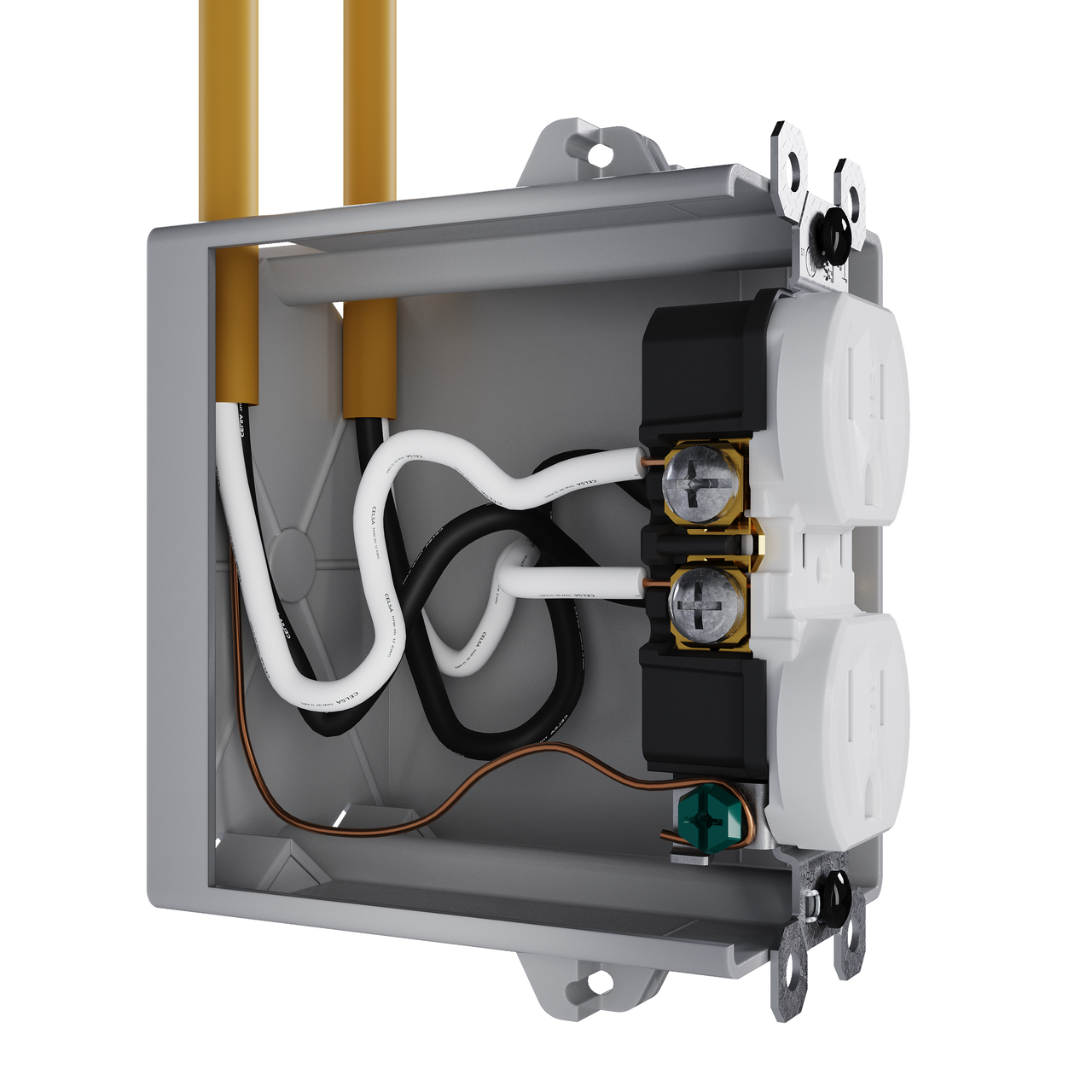 external pressure plated receptacle in white