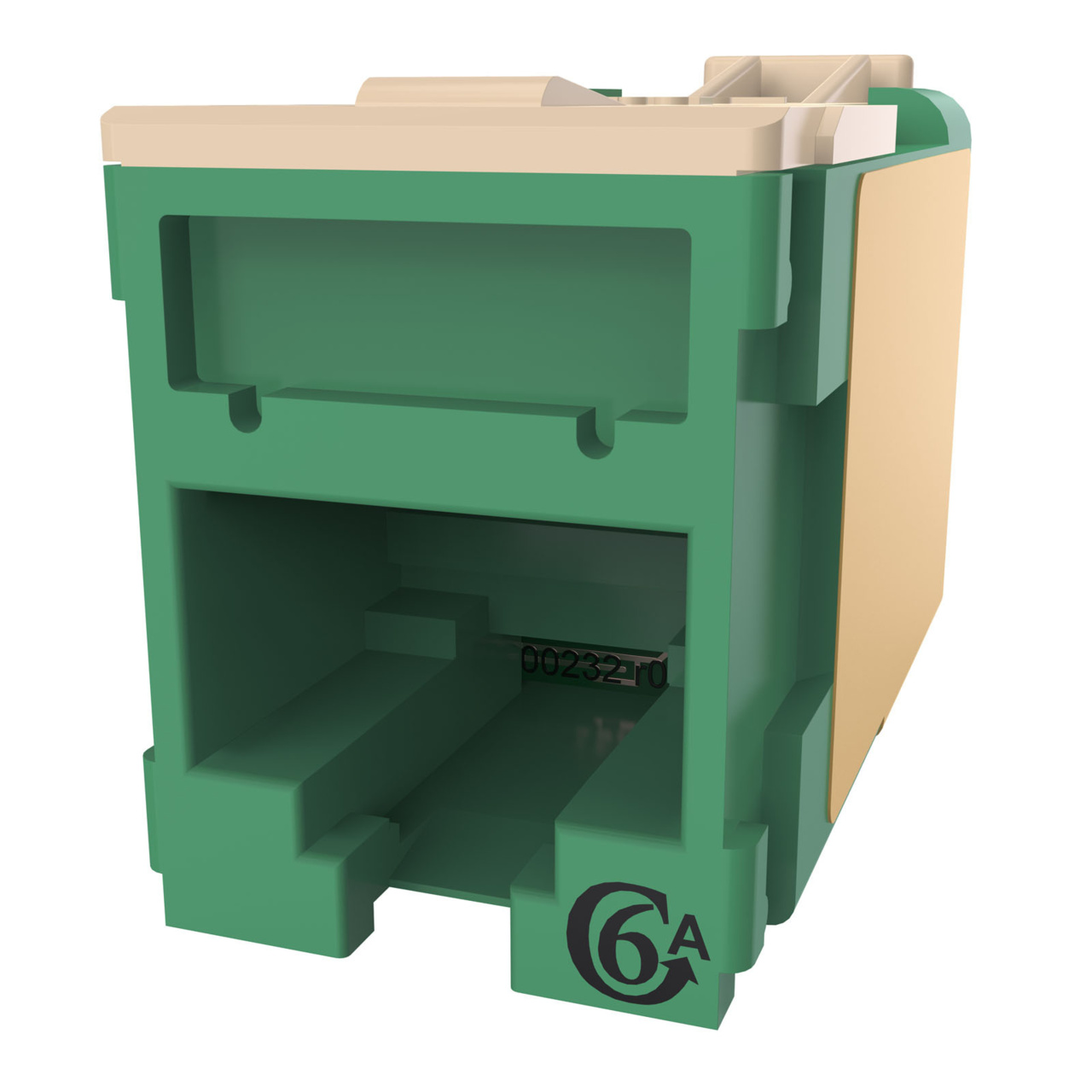 HDJSN6A-45 Green Cat6A SNAP Jack Front Angled Left View