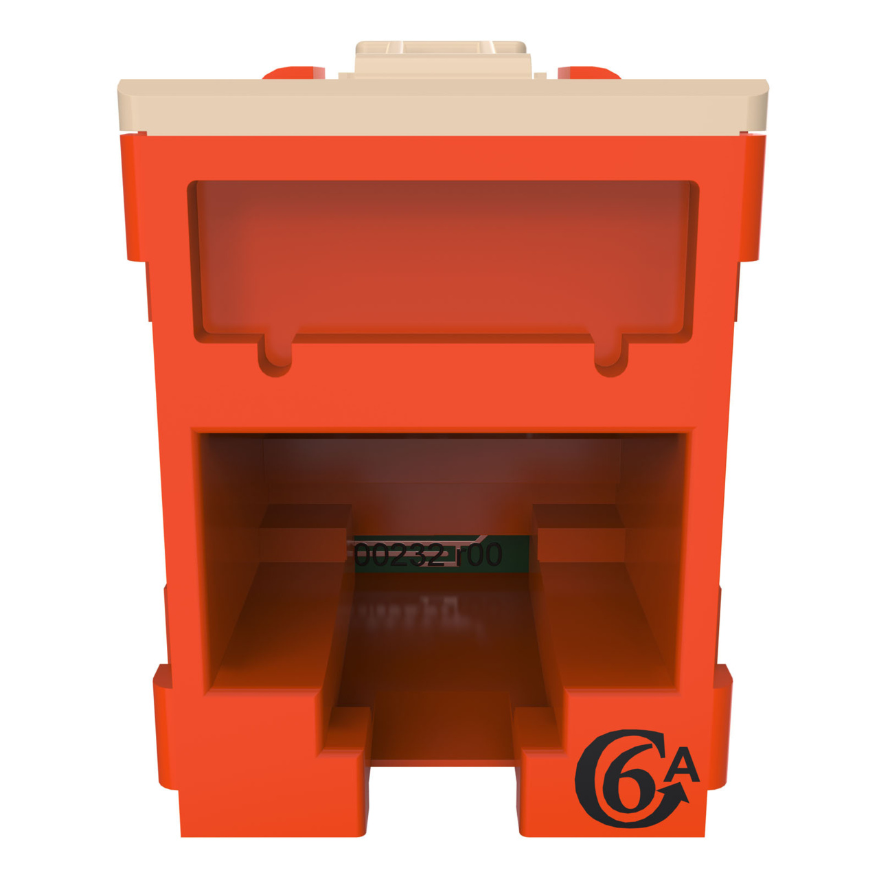 HDJSN6A-43 Orange Cat6A SNAP Jack Straight Front Angle Down View