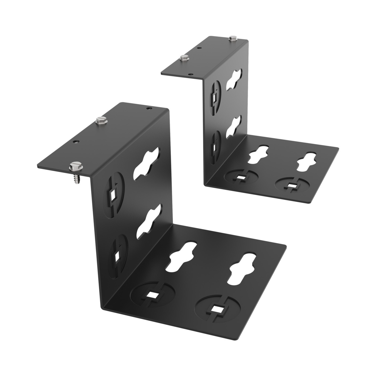 Assembled Tilted Front - Mighty Mo 20 PDU Mounting Brackets, Rack Mount, 2 Deep, 2 Wide, Black (MM20PDUMB2D2W-B)