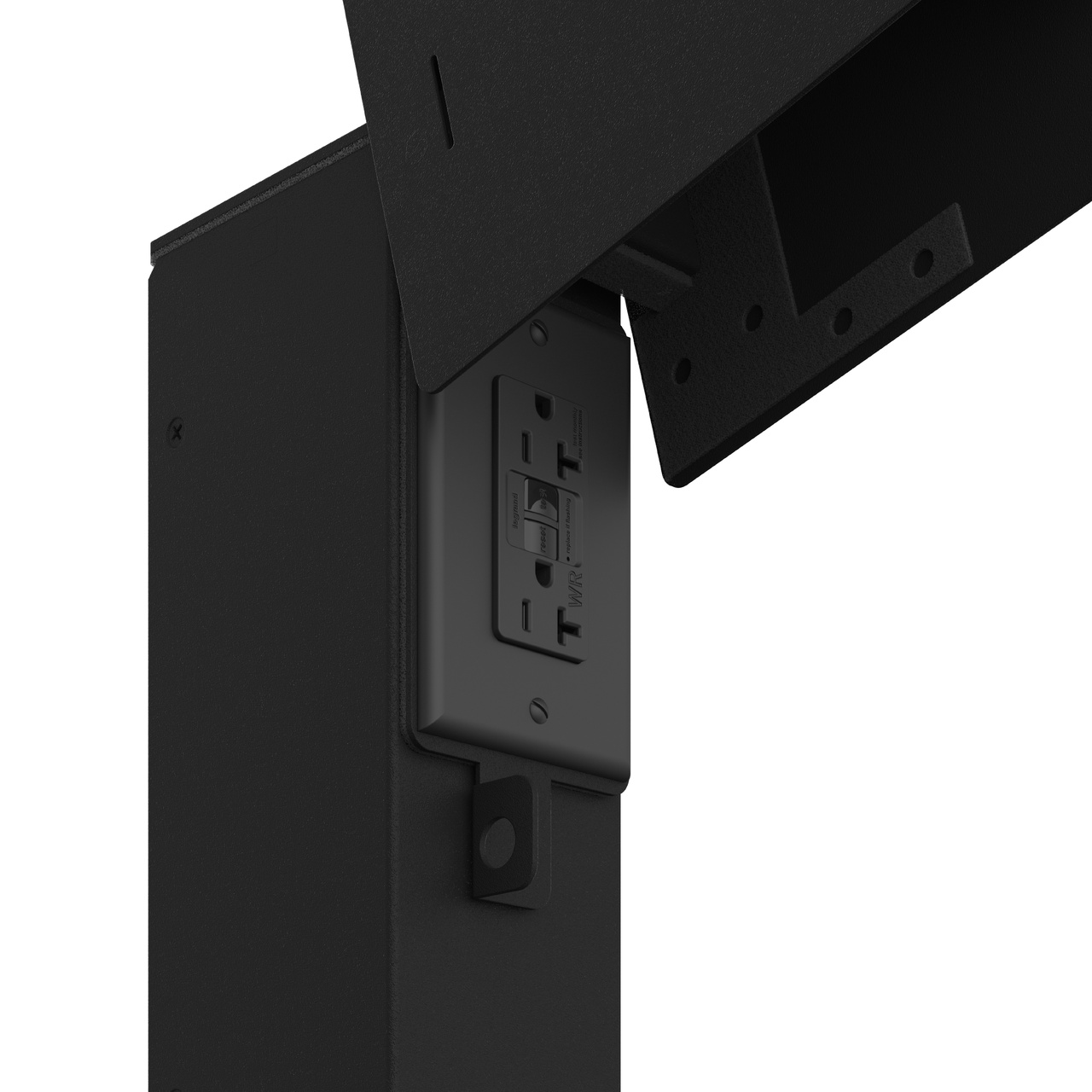 Black Direct Bury Power Pedestal (XPPDBW1G16C-BK) with Cover Open - Close Up