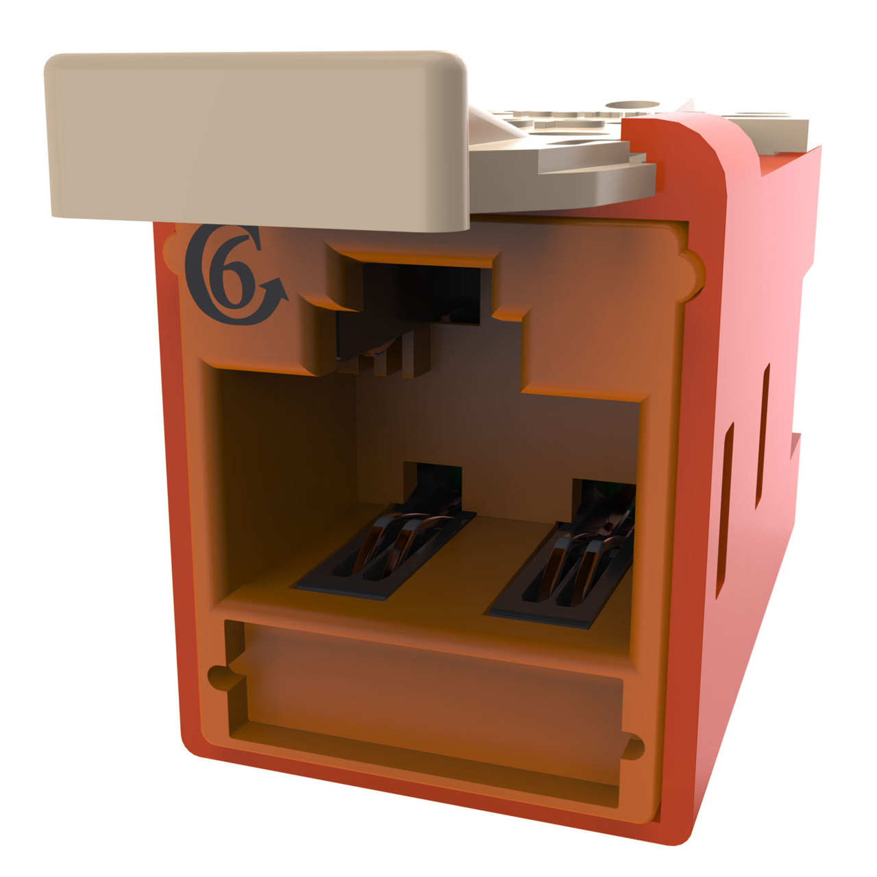 HDJSN6-43 Orange Cat6 SNAP Jack Rear SNAP View