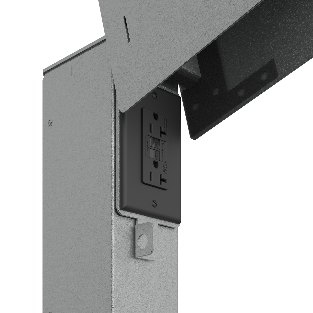 Silver Direct Bury Power Pedestal (XPPDBW1G16C-SV) with Cover Open - Close Up