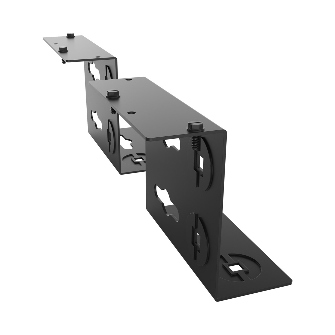 Assembled Tilted Rear Right - Mighty Mo 20 PDU Mounting Brackets, Rack Mount, 2 Deep, 1 Wide, Black (MM20PDUMB2D1W-B)