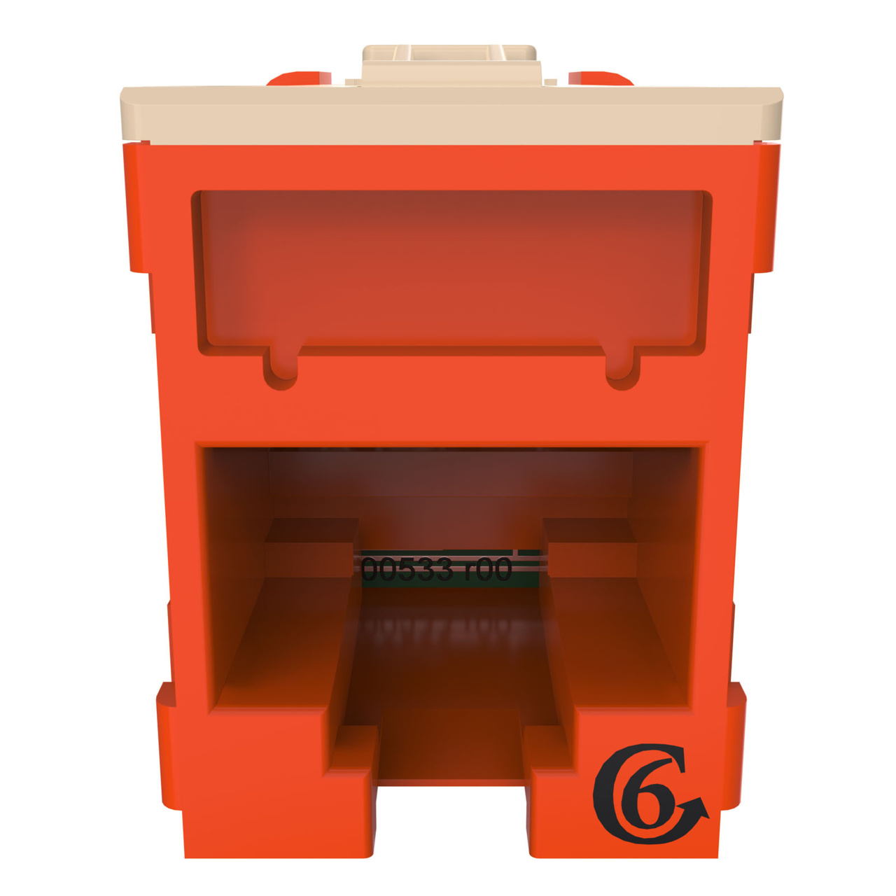 HDJSN6-43 Orange Cat6 SNAP Jack Straight Front Angle Down View