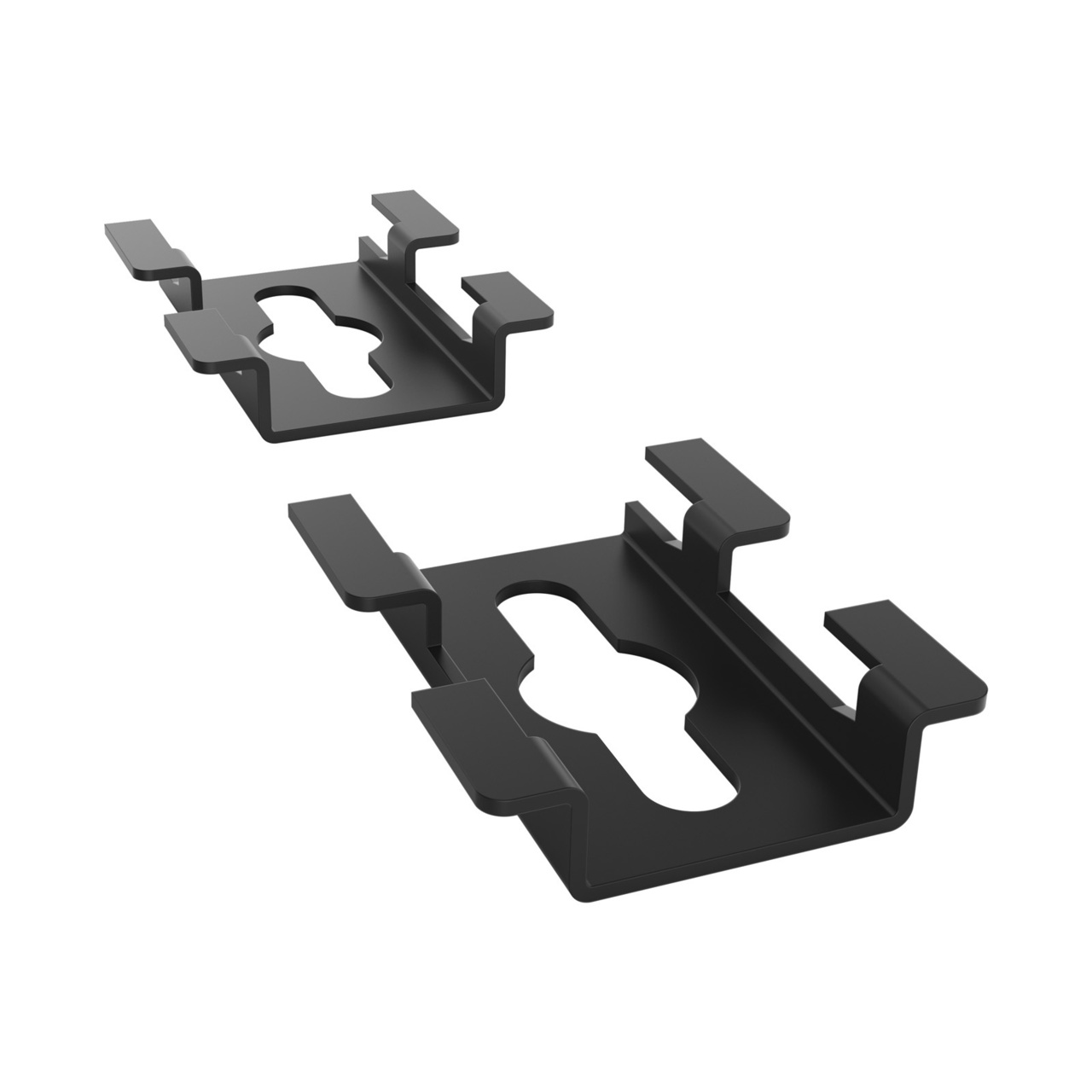 Assembled Inverted Tilted Front Left - Mighty Mo 20 PDU Mounting Brackets, Cage Mount, 1 Wide, Black (MM20PDUMBVM1W-B)