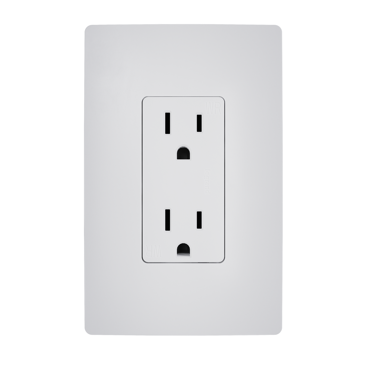 external pressure plated receptacle in white with wall plate