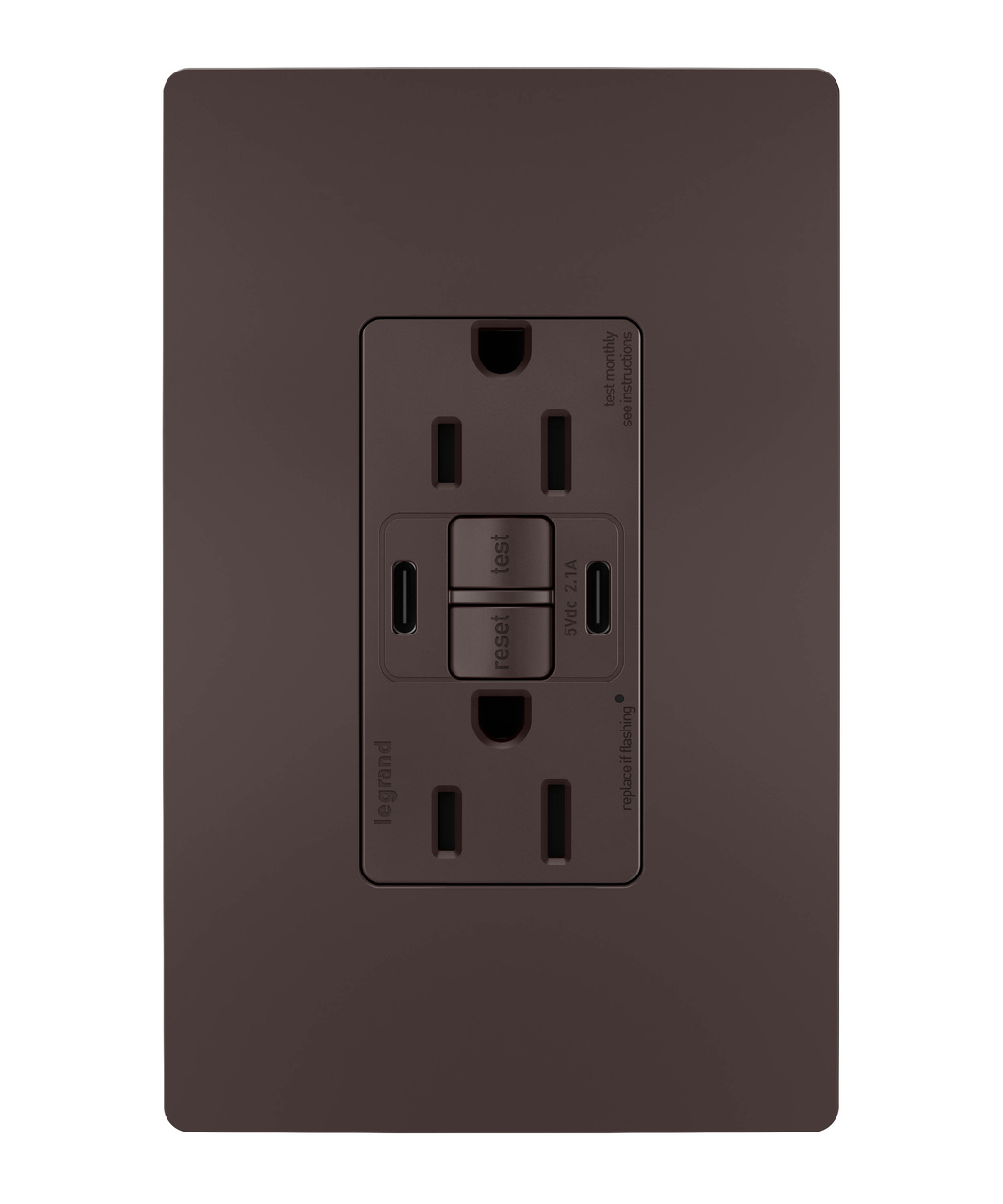 radiant Collection GFCI USB Type C/C Outlet in Dark Bronze