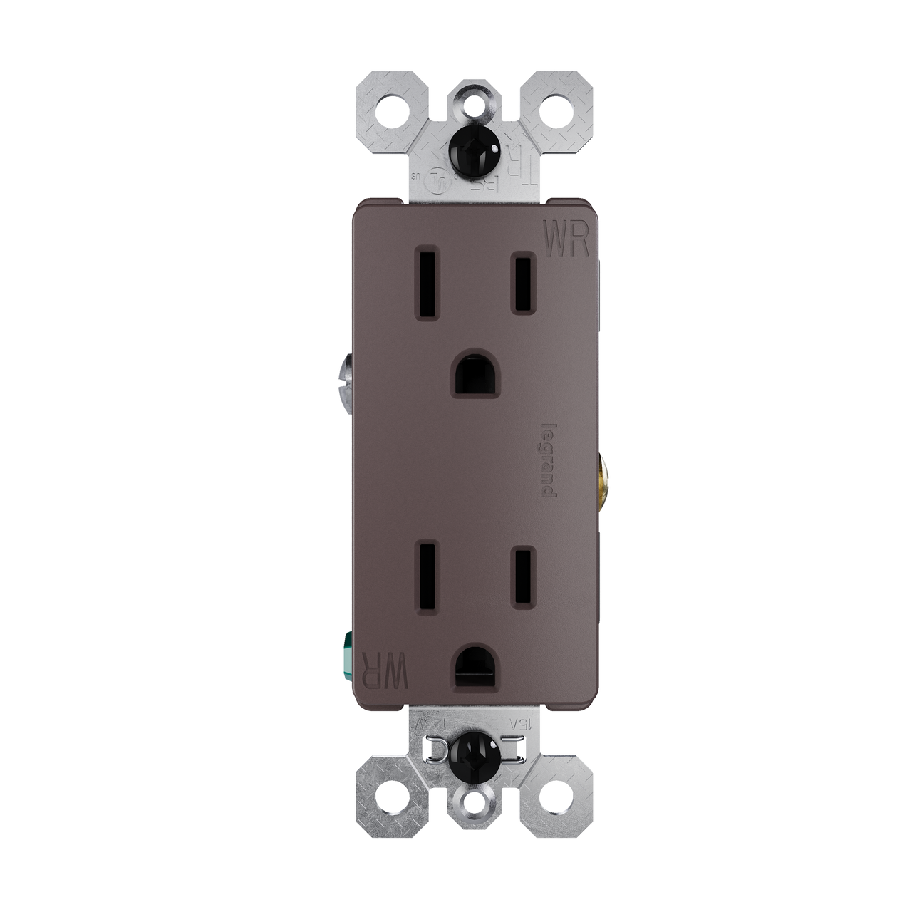 external pressure plated receptacle in brown wall plate