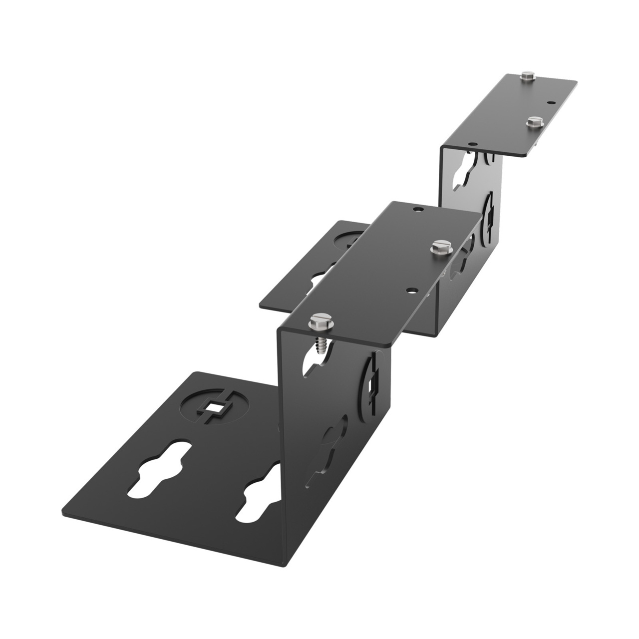 Assembled Tilted Rear Left - Mighty Mo 20 PDU Mounting Brackets, Rack Mount, 2 Deep, 2 Wide, Black (MM20PDUMB2D2W-B)